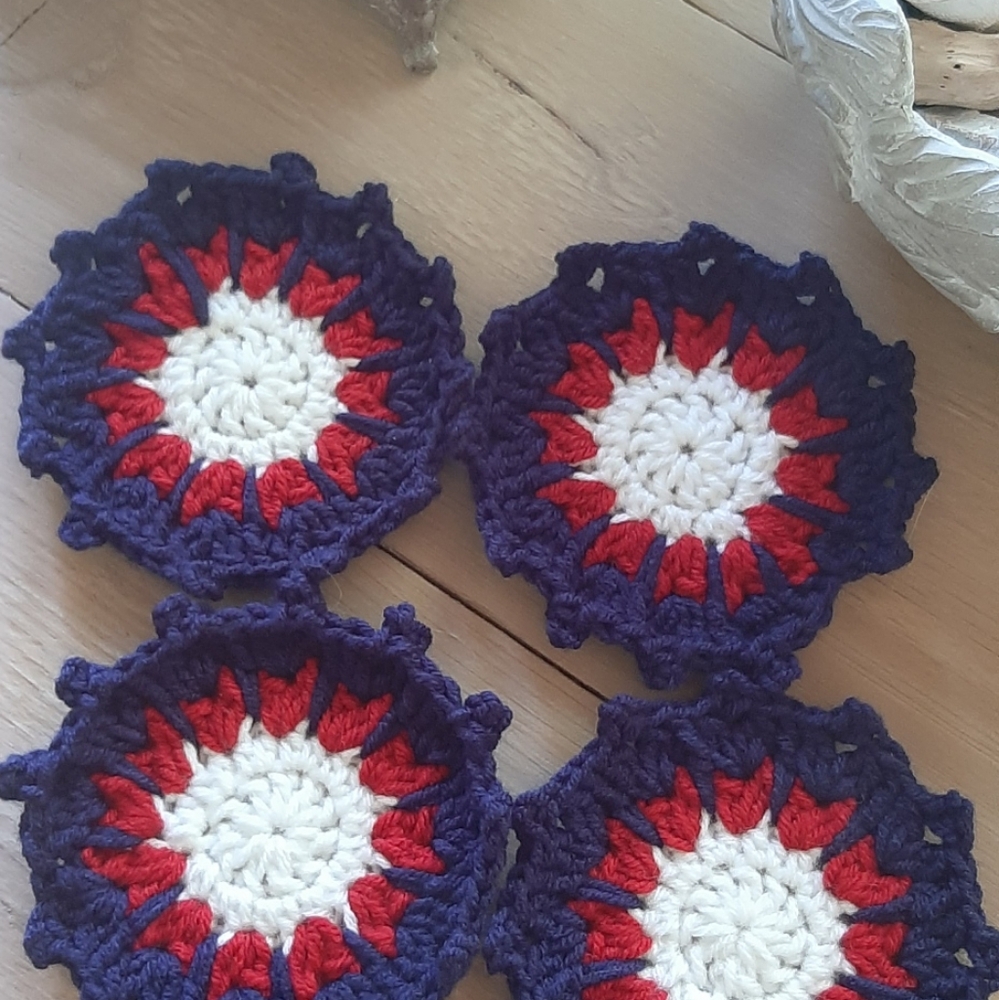 Patriotic crochet coasters